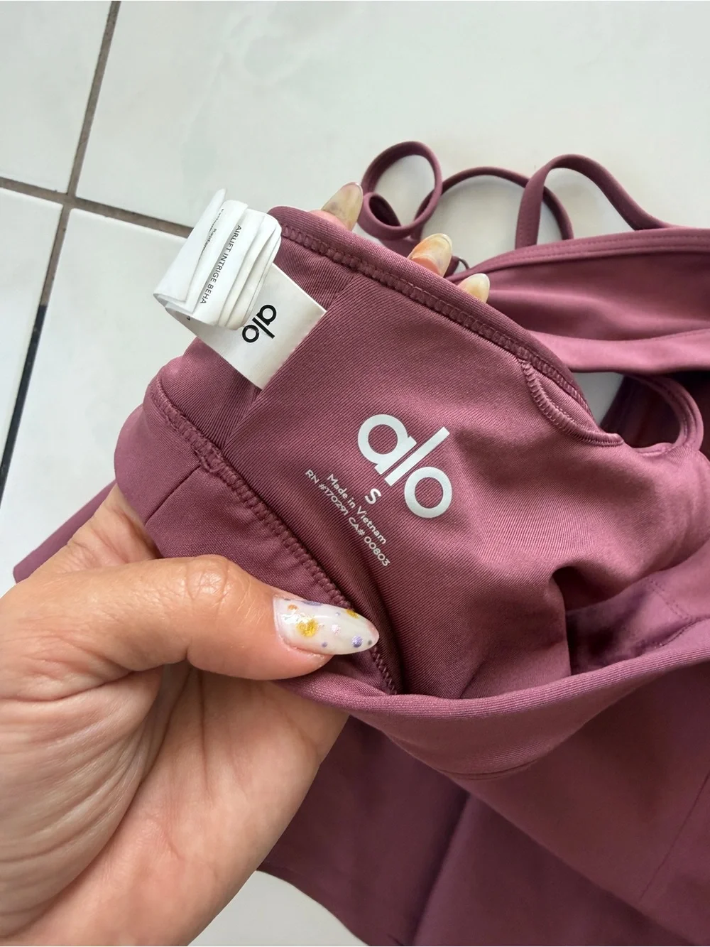 ALO Yoga Dusty Rose Active Skirt and Bra Set
